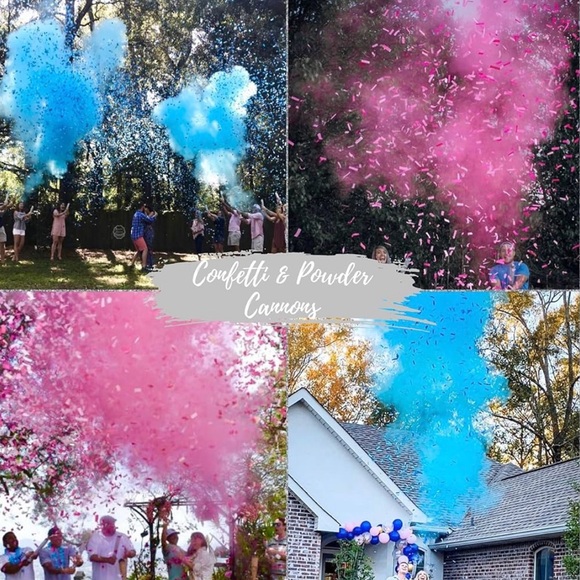Gender Reveal Confetti Powder Cannon - 2 Blue Decorations Party Supplies - Picture 2 of 3